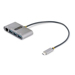 3-PORT USB-C HUB WITH GIGABIT/ETHERNET PORTABLE LAPTOP HUB