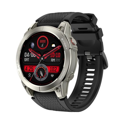 Smartwatch sportowy Manta Activ X GPS srebrny + pomarańczowy pasek