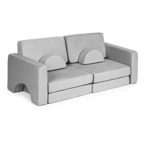 Sofa składana modułowa dla dzieci duża 2 osobowa DIY 8 miękkich poduch - szara ECOTOYS