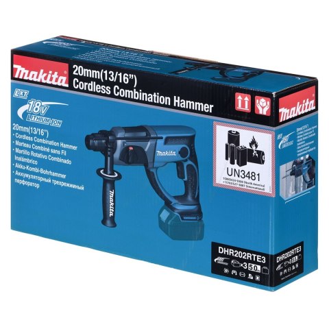 MAKITA MŁOTOWIERTARKA Z OPCJĄ KUCIA 18V 3x5,0Ah 1,9J DHR202RTE3 + ACC (D-74136)