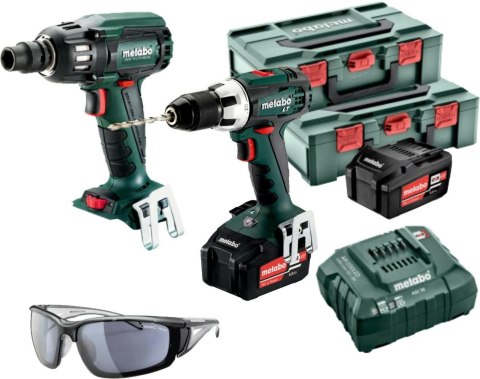 METABO ZESTAW BS 18 LT + SSW 18 LTX 400 BL 2x4,0Ah 2xMETABOX 145 + OKULARY PRZECIWSŁONECZNE