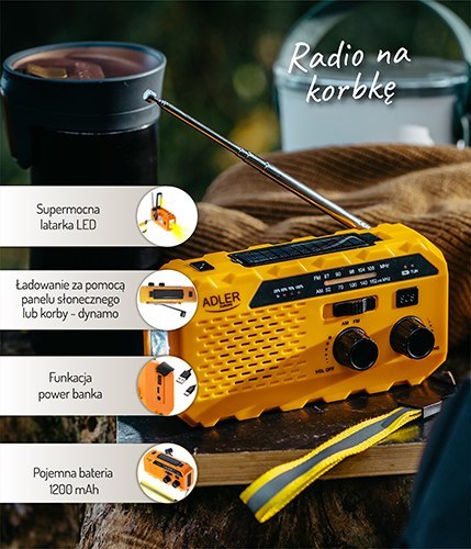 Radio solarne z korbką ręczną