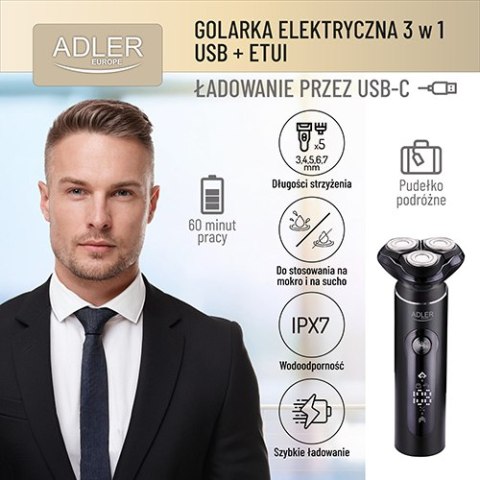 Golarka elektryczna 3 w 1 - USB + Etui