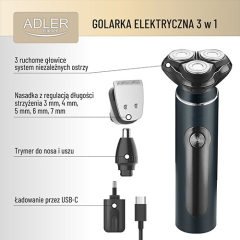 Golarka elektryczna 3 w 1 - USB + Etui