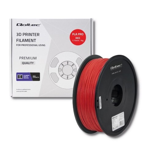 Qoltec Profesjonalny filament do druku 3D | PLA PRO | 1.75mm | 1kg | Red