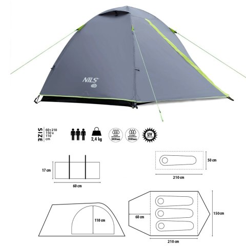 NC6004 NAMIOT KEMPINGOWY SZARY EXPLORER NILS CAMP