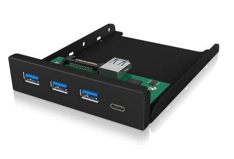 ICY-BOX 3,5" Panel przedni 4-portowy port USB 3.0, 3x Type-A, 1x Type-C czarny Wymaga (dodatkowego) 20-pinowego złącza USB 3