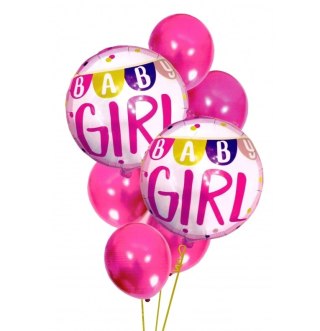 Balony na urodziny babyshower girl 7szt. 30-46cm