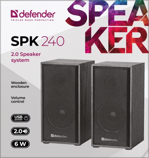 GŁOŚNIKI DEFENDER SPK-240 6W 2.0 DREWNIANE USB