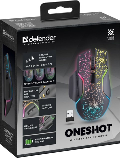 MYSZ DEFENDER GM-067 ONESHOT OPTIC RF RGB 3200dpi 7P