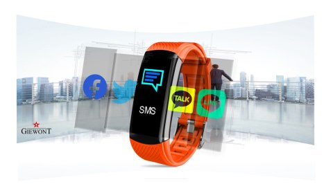 Smartband Giewont Czarny GW200-9 + Pasek Pomarańczowy