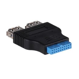 Adapter Akyga AK-CA-58 USB 3.0 19-pin (F) - 2x USB 3.0 Typu A (F)