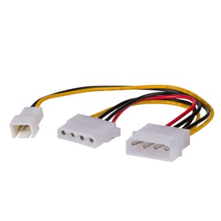 Kabel adapter Akyga AK-CA-35 Molex (M) - 3-pin 12V (M) + Molex (F) 2x 0,15m