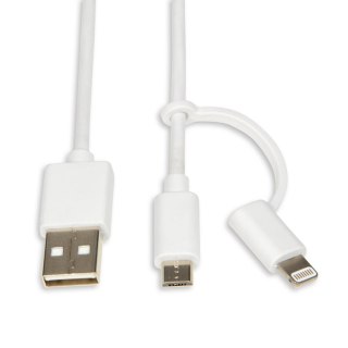 Kabel USB 2.0 iBOX IKUML2W1 microUSB+Lightning