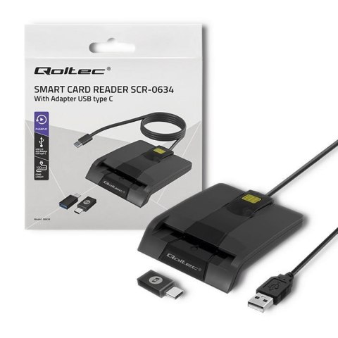 Czytnik kart chipowych ID Qoltec SCR-0634 | USB typu C