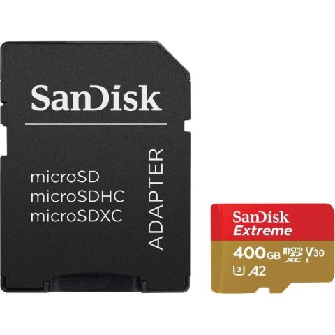 Karta pamięci MicroSDXC SanDisk EXTREME 400GB 160MB/s A2 C10 V30 UHS-I U3 Mobile + adapter