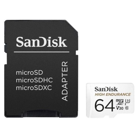 Karta pamięci MicroSDXC SanDisk High Endurance 64GB 100/40 MB/s A1 Class 10 V30 UHS-I U3 + adapter