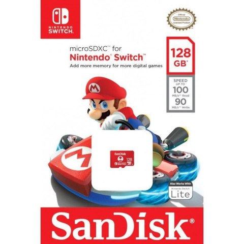 Karta pamięci MicroSDXC SanDisk NINTENDO SWITCH microSDXC 128GB 100/90 MB/s A1 C10 V30 UHS-I U3