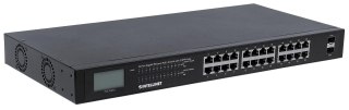 Switch niezarządzalny Intellinet 24x 10/100/1000 Mbps PoE+ 370W + 2x SFP Rack 19" LCD