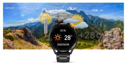 Smartwatch Giewont GW450-2 Czarny + Pasek Czarny Skórzany