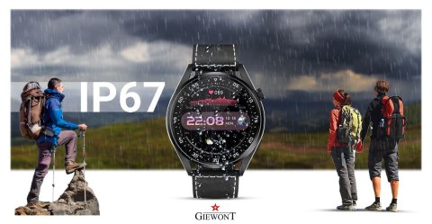 Smartwatch Giewont GW450-2 Czarny + Pasek Czarny Skórzany