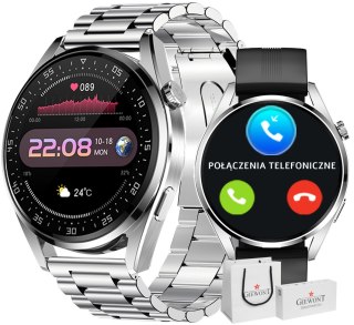 Smartwatch Giewont GW450-4 Srebrny + Pasek Czarny Silikonowy