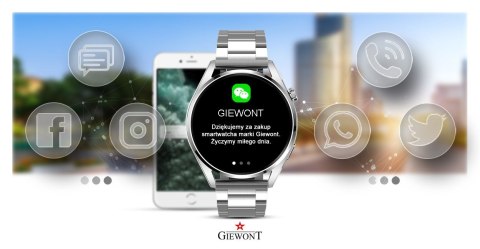 Smartwatch Giewont GW450-4 Srebrny + Pasek Czarny Silikonowy