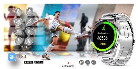 Smartwatch Giewont GW450-4 Srebrny + Pasek Czarny Silikonowy