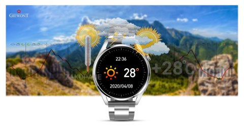 Smartwatch Giewont GW450-4 Srebrny + Pasek Czarny Silikonowy