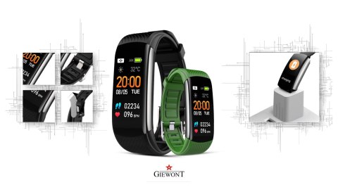 Smartband Giewont Czarny GW200-5 + Pasek Zielony