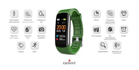 Smartband Giewont Czarny GW200-5 + Pasek Zielony