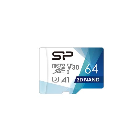 Karta pamięci Silicon Power microSDXC Superior Pro 64GB V30 UHS-1 U3 A1 + ADAPTER microSD-SD (SP064GBSTXDU3V20AB)