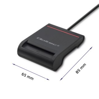 Qoltec Inteligentny czytnik chipowych kart ID SCR-0642 | USB 2.0 + Adapter USB typ C