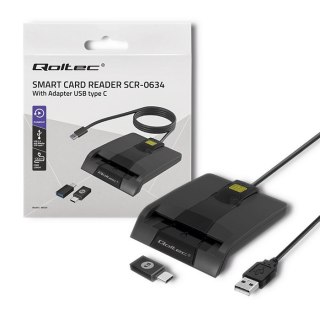 Qoltec Inteligentny czytnik chipowych kart ID SCR-0634 | USB typ C