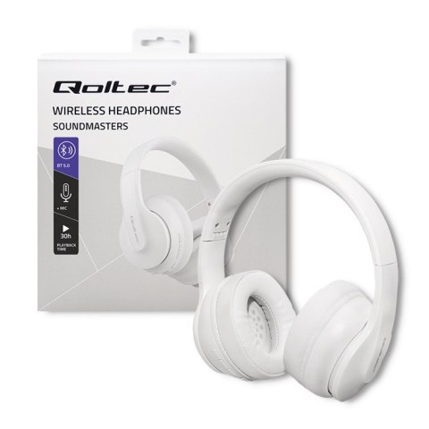 Qoltec Słuchawki bezprzewodowe Soundmasters z mikrofonem | BT 5.0 AB| Białe