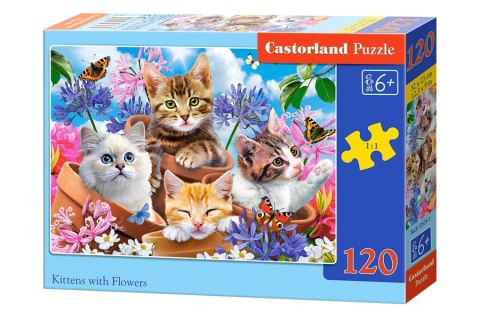 CASTORLAND Puzzle 120el. Kittens with Flowers - Koty w kwiatach