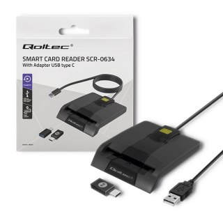 QOLTEC CZYTNIK CHIPOWYCH KART ID INTELIGENTNY | SCR-0634 | USB TYP C