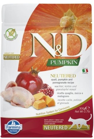 FARMINA N&D CAT PUMPKIN NEUTERED QUAIL&POMEGRANATE ADULT 300g