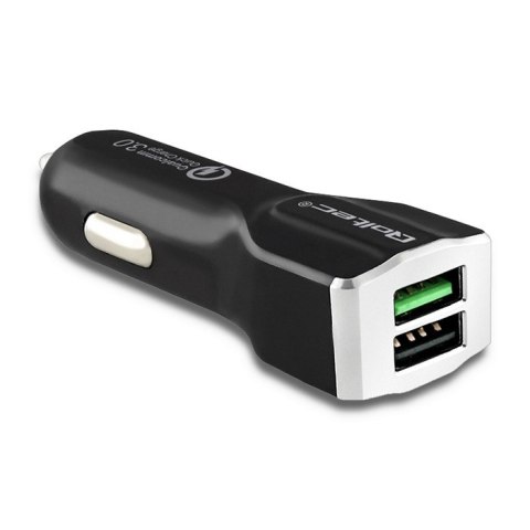 Qoltec Inteligentna Ładowarka samochodowa 12-24V | 30W | 5V | 3A | USB+USB Quick Charge 3.0