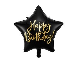 Balon foliowy urodzinowy gwiazdka Happy Birthday 40 cm czarny