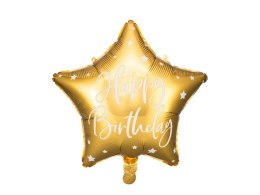 Balon foliowy urodzinowy gwiazdka Happy Birthday 40 cm złoty