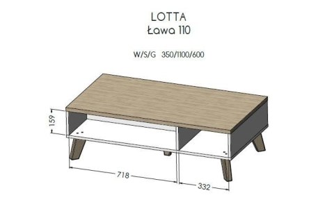 Ława LOTTA 110 wotan + czarny mat