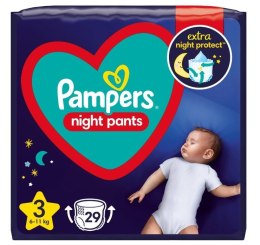 Pampers Pieluchomajtki Night Pants 6-11kg, rozmiar 3-MIDI, 29szt