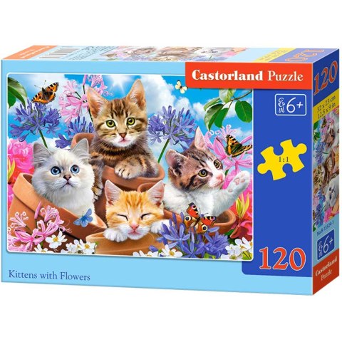 CASTORLAND Puzzle 120el. Kittens with Flowers - Koty w kwiatach