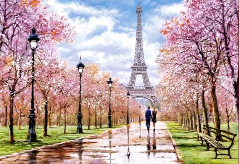 CASTORLAND Puzzle 1000 elementów Romantic Walk In Paris Romantyczny spacer w Paryżu 68x47cm