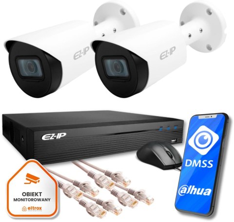 Zestaw monitoringu IP EZ-IP by Dahua 2 kamer tubowych 2K EZI-B140-F2 z usługą montażu