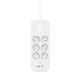 BELKIN LISTWA ZASILAJĄCA 6-PORTS + 1XUSB-A/C 650J