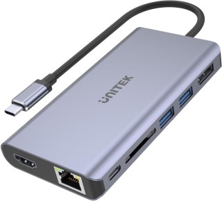 Unitek Hub USB-C 2x USB 3.1 HDMI DP RJ45 czytnikSD