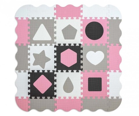 Mata piankowa puzzle Jolly 3x3 Shapes - Pink Grey