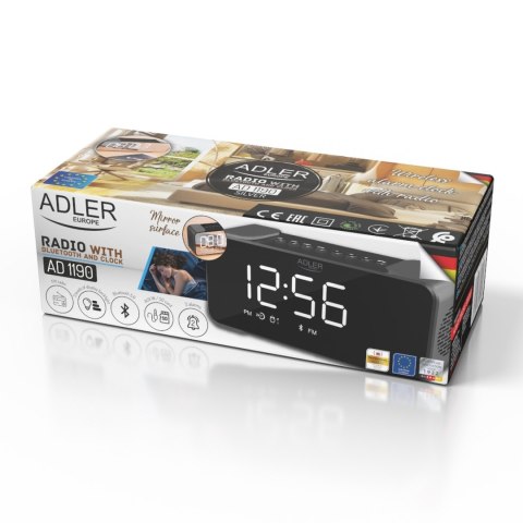 Adler AD 1190 Silver Radiobudzik bezprzewodowy radio budzik przenośny Bluetooth USB AUX karta SD 2600mAh